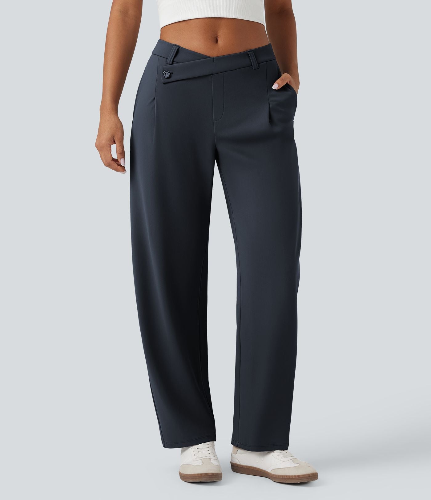 Pantalon tailleur fuselé asymétrique taille moyenne Halara Flex™ DayStretch avec poches