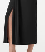 Jupe midi moulante taille haute froncée
