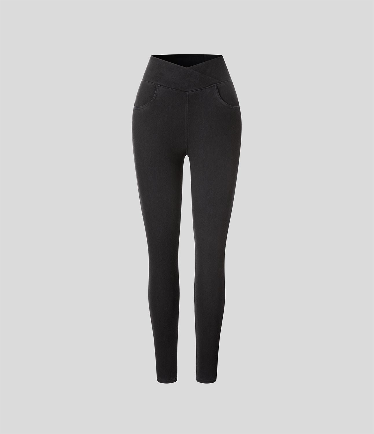 Halara Flex™ Denim Heat Legging casual 7/8 taille haute croisée avec poches