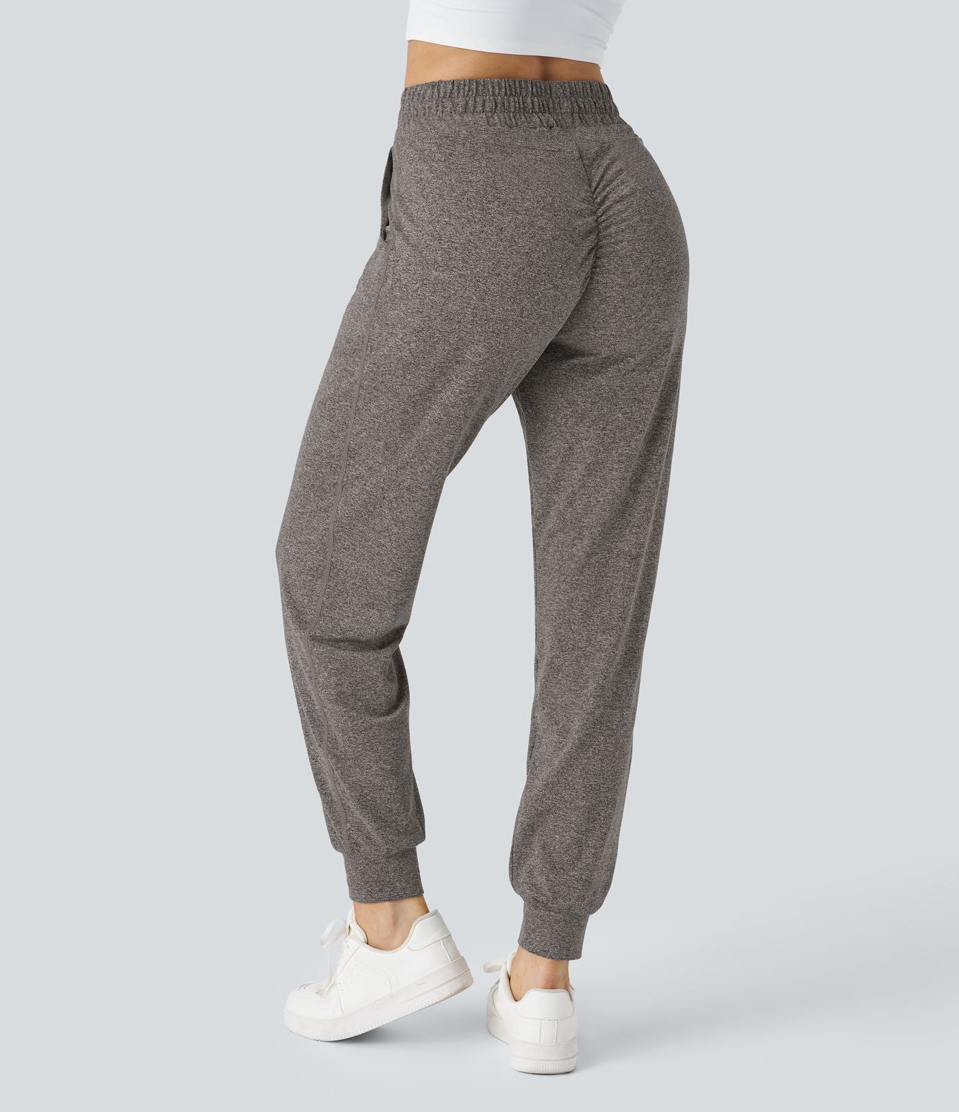 Jogging Yoga Froncé Taille Haute Cordon de Serrage Poche Latérale