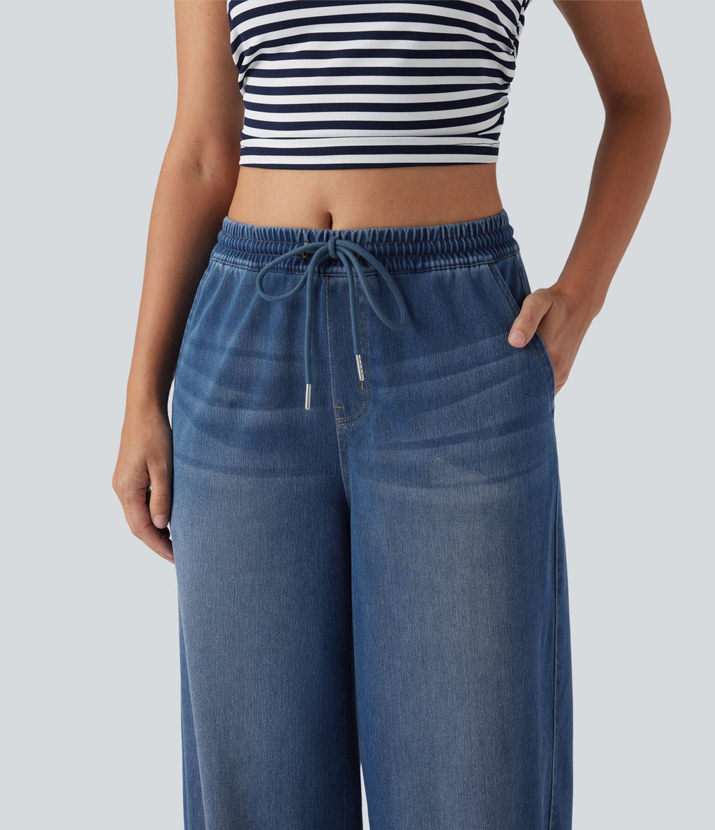 Jean décontracté Halara Flex™ taille mi-haute avec cordon de serrage et pochesns
