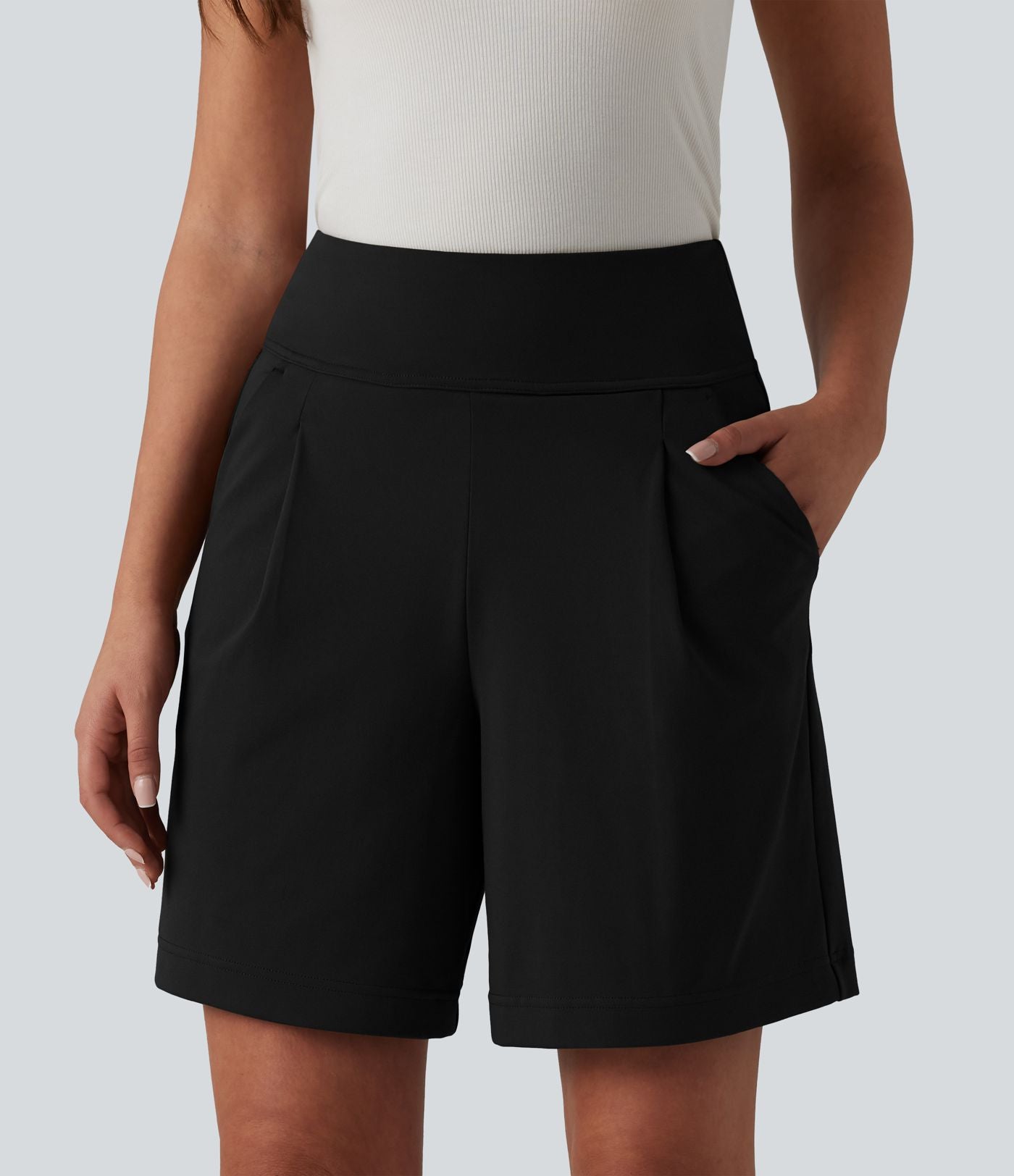 Short tailleur ample DayStretch taille haute 17,5 cm avec poches