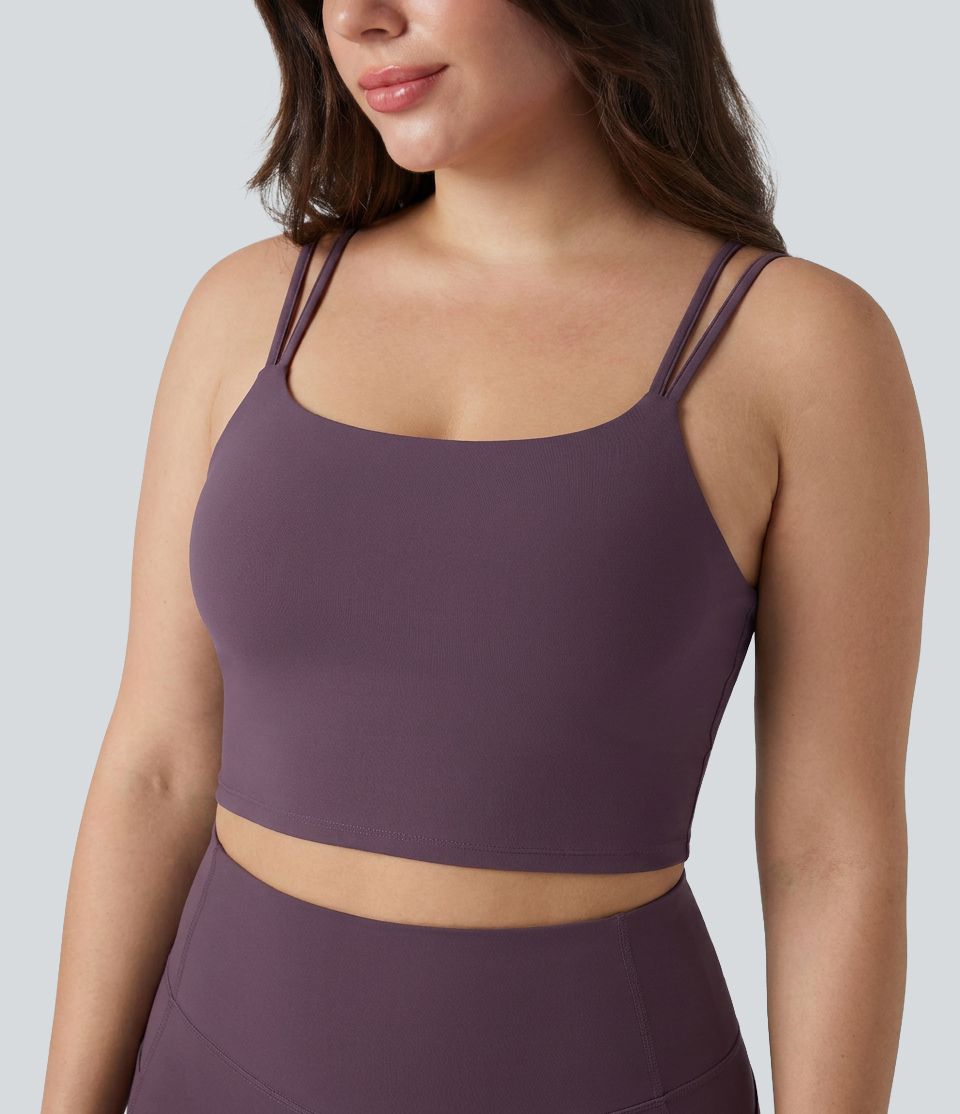 Débardeur de yoga court grande taille Halara UltraSculpt™ torsadé dos nu avec doubles bretelles et brassière intégrée