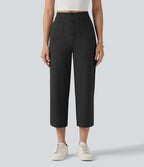 Pantalon coupe droite DayStretch décontracté court, taille haute, à poches