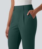 Pantalon de golf fuselé crêpe taille haute avec poches