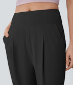 Pantalon de yoga droit en maille gaufrée, taille mi-haute, avec poche