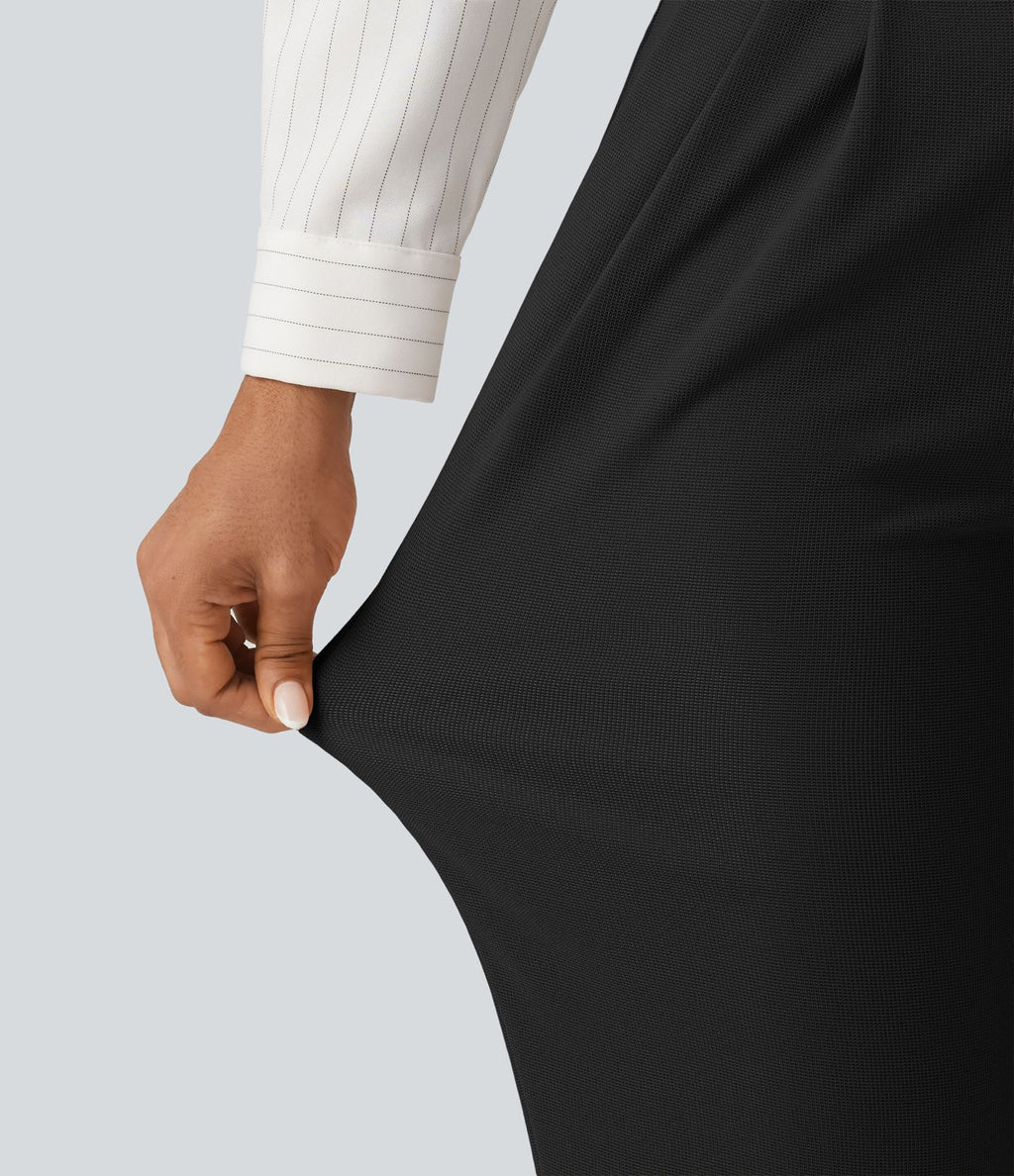 Pantacourt habillé Halara Flex™ taille haute fuselé en tissu gaufré avec poches
