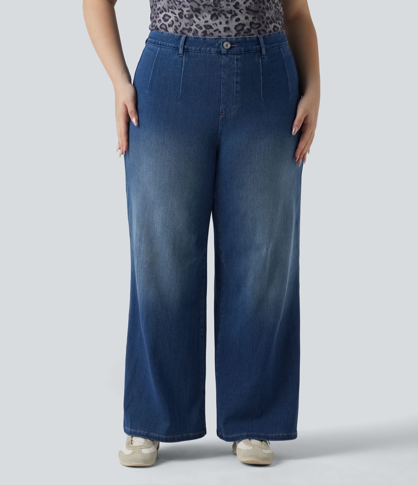 Halara Flex™ Jean large casual grande taille taille haute ventre plat avec poches