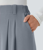 Pantalon Tailleur Large Fluide Halara Flex™ Gaufré Taille Haute Poches Latérales
