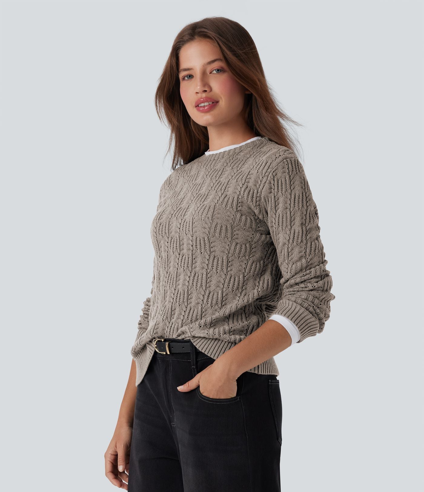 Pull décontracté col rond manches longues