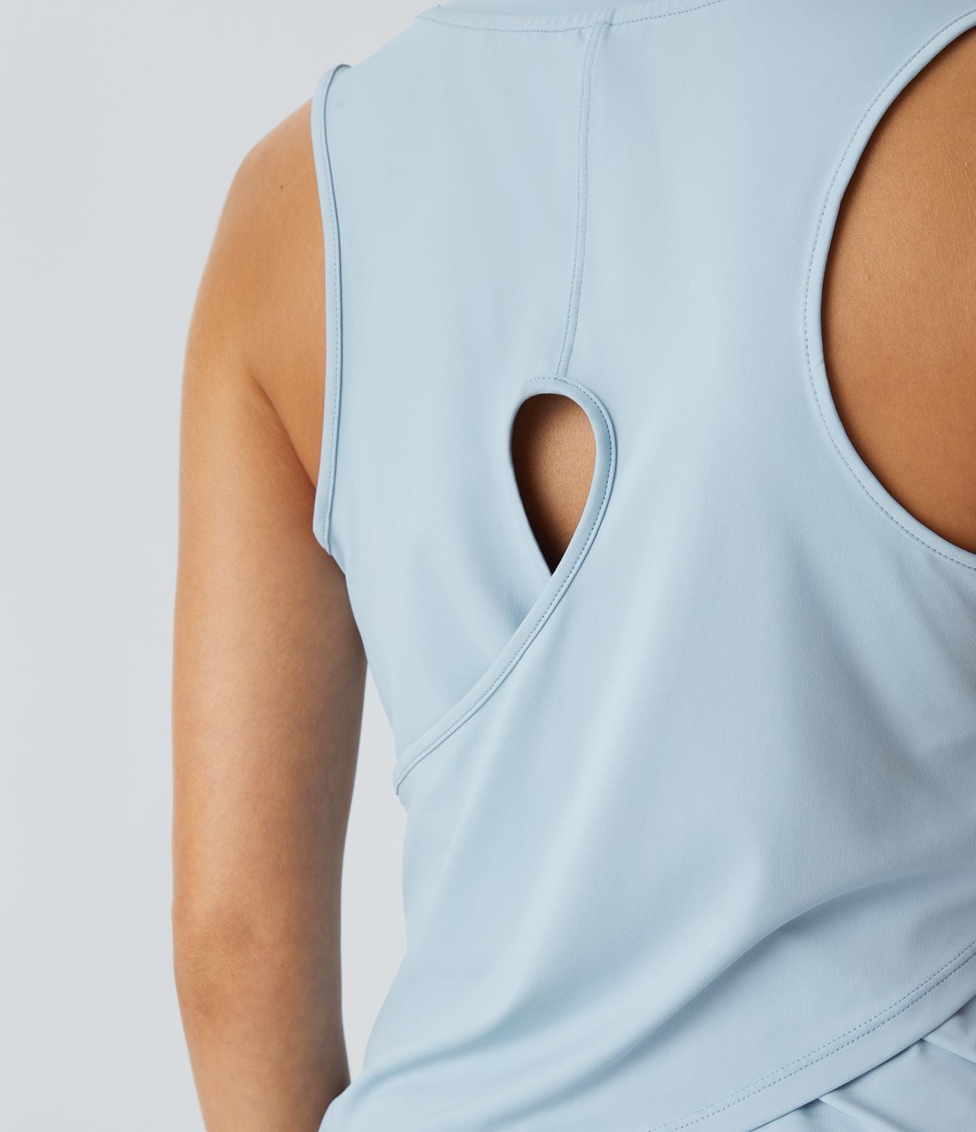 Top Débardeur Yoga Uni à Ourlet Croisé et Découpe