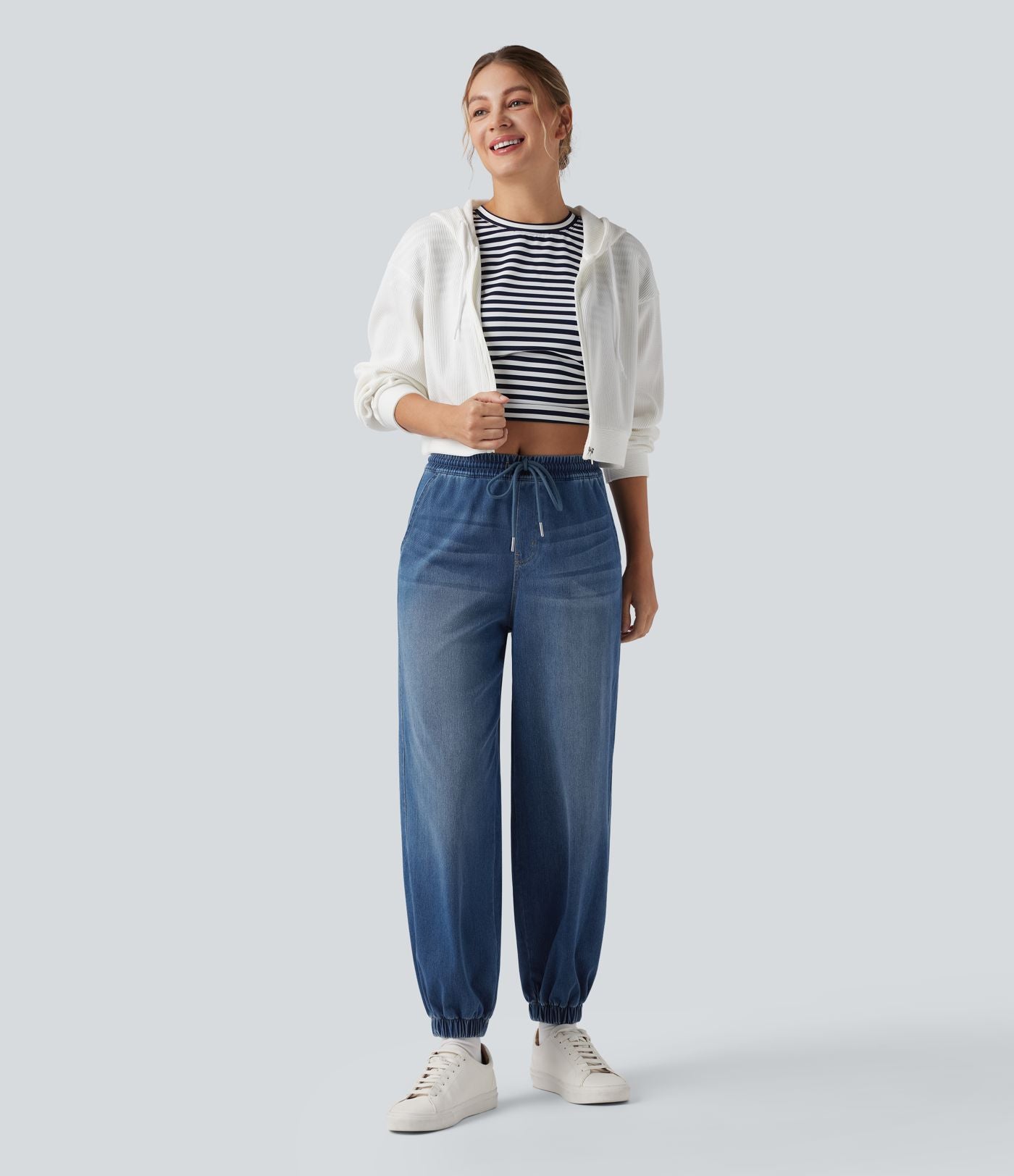 Jean décontracté Halara Flex™ taille mi-haute avec cordon de serrage et pochesns