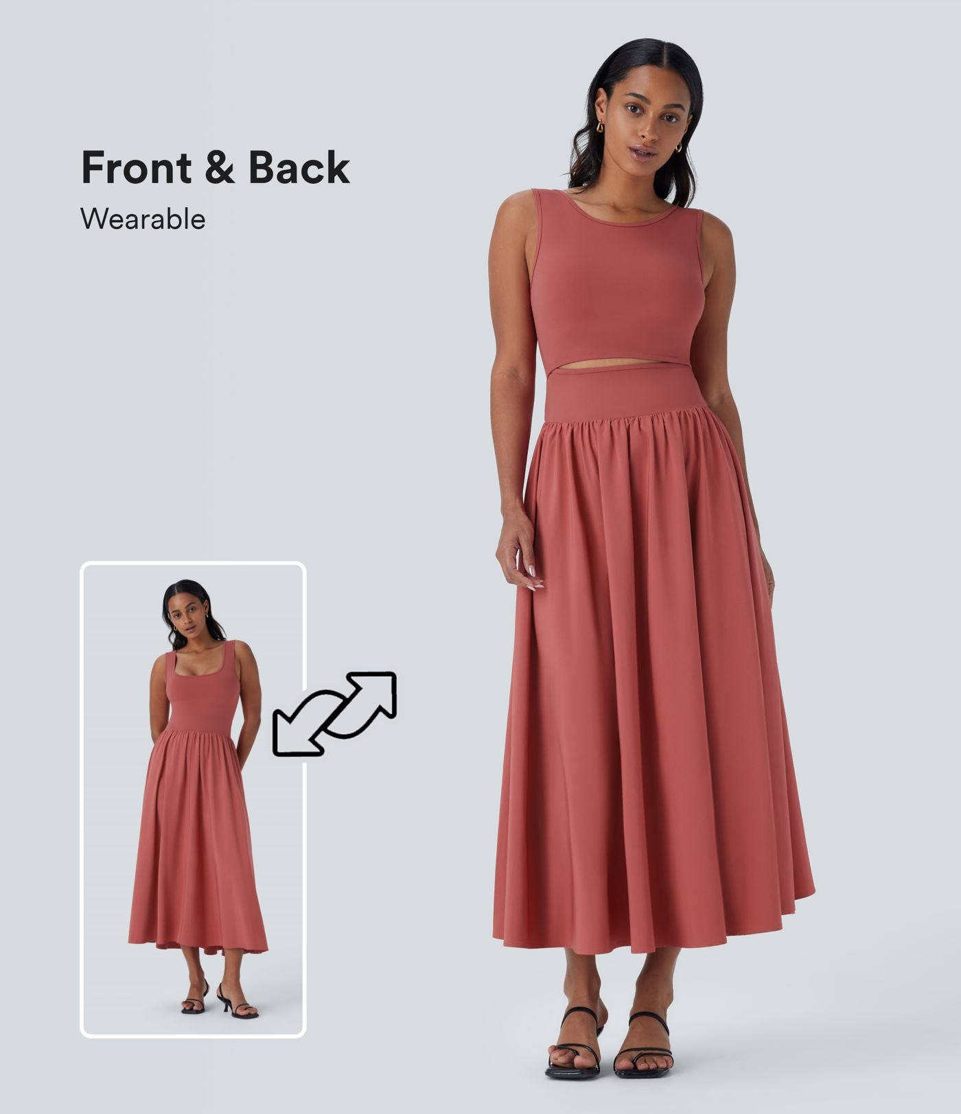 Robe longue décontractée sans manches Breezeful™ à découpes et séchage rapide - Se porte devant ou dos