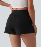 Short sweat décontracté 2 en 1 taille haute ventre plat 7,5 cm avec poches
