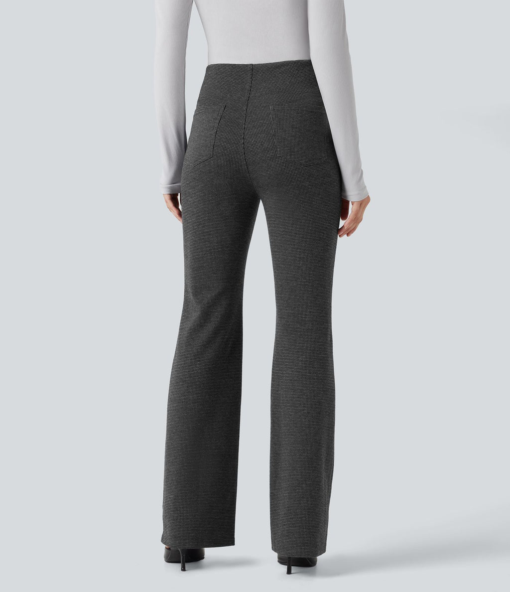 Halara Flex™ Pantalon tailleur évasé pied-de-poule taille haute avec poches