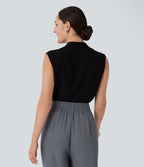 Blouse sans manches col V pour le bureau
