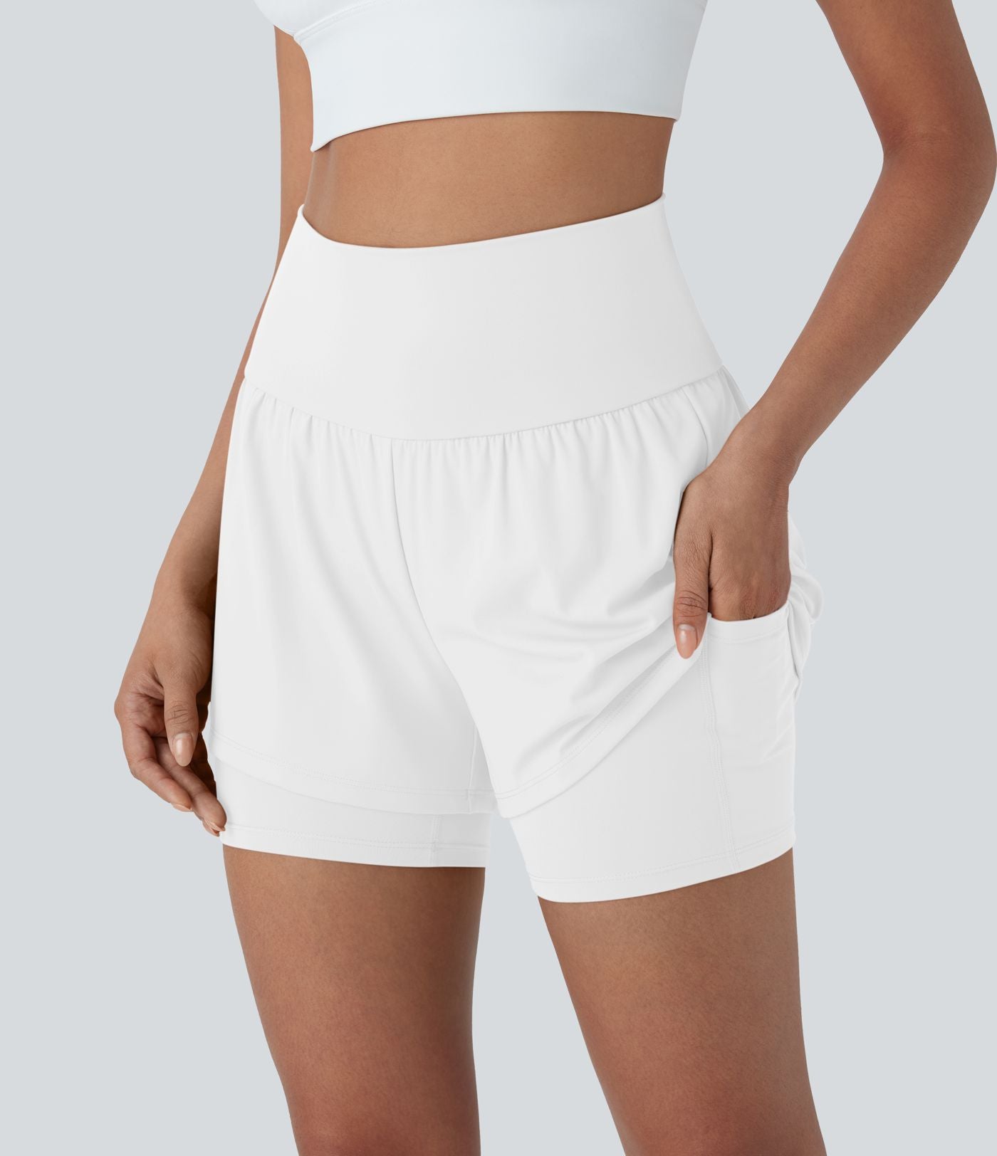 Short de yoga 2-en-1 SoftlyZero™ Airy taille très haute effet frais InstantCool 12,5 cm avec poches