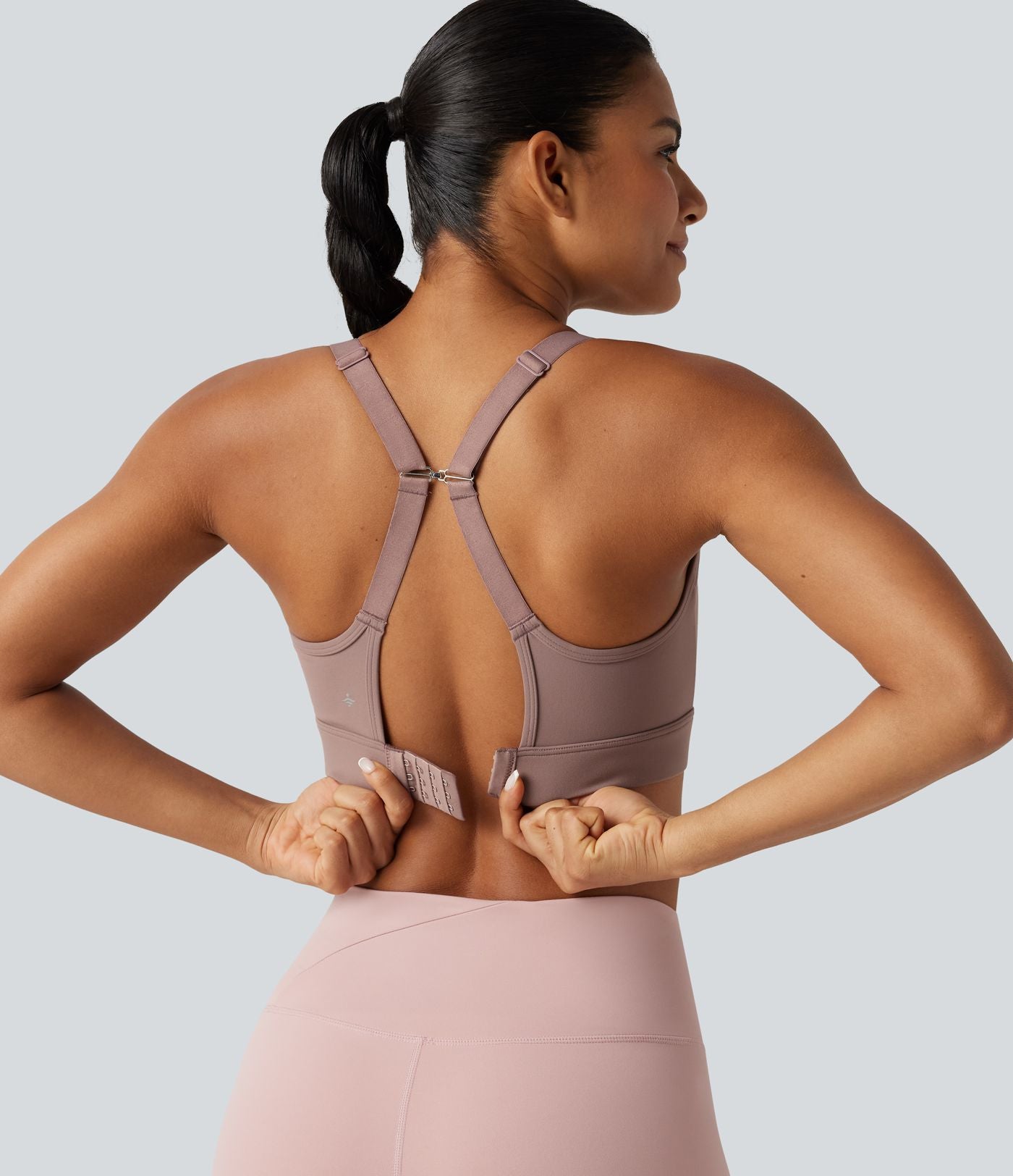 Brassière de sport d'entraînement maintien moyen col U dos nu avec boucle ajustable et [coque moulée 3D]