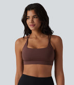 Brassière de sport à encolure carrée en maille côtelée avec soutien-gorge intégré — UPF40+