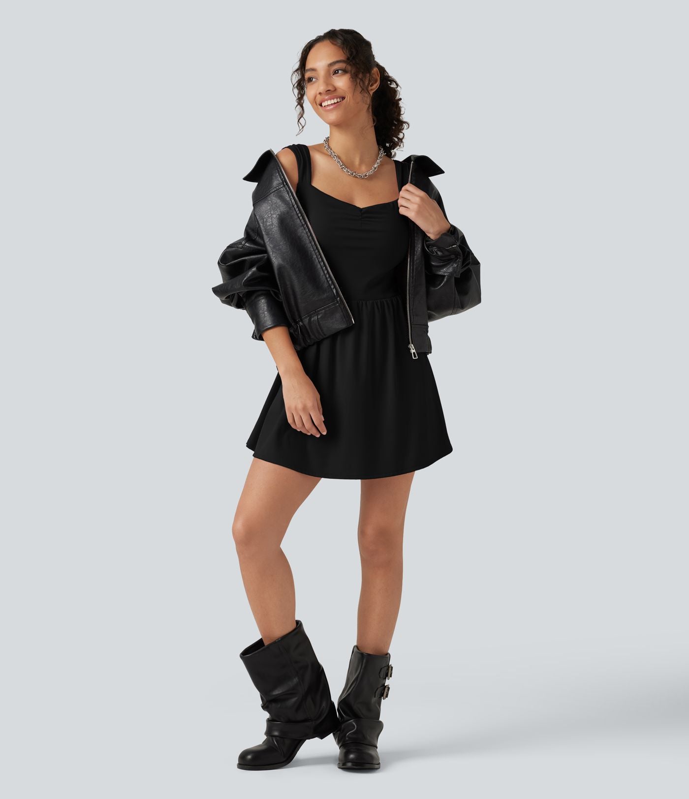 Robe-short mini SoftlyZero™ Plush à encolure cœur avec coussinets amovibles, poches et bonnets B à E, accès facile Easy Peasy