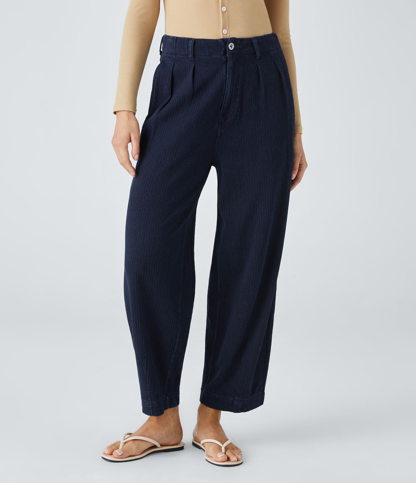 Jean carotte 7/8 casual délavé Halara Flex™ taille mi-haute avec poches