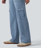Halara Flex™ Taille Mi-Haute Multiples Poches Jambe Droite Jean Cargo Décontracté Extensible