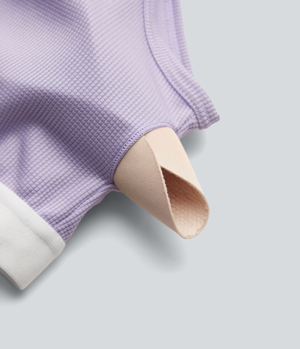 Combishort casual asymétrique manches courtes plissé en nid d'abeille avec poches - Édition Easy Peasy