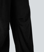 Pantalon décontracté droit en velours côtelé, taille haute, avec poches