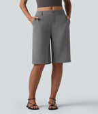 Halara Flex™ Pantalon tailleur droit corsaire taille mi-haute avec poches
