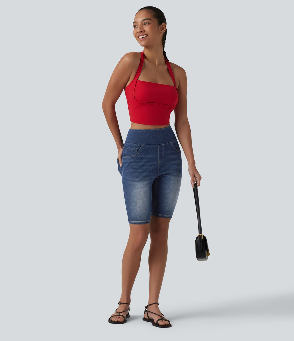 Halara Flex™ Short en denim taille haute ventre plat 22,8 cm avec poches