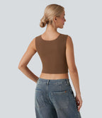 Débardeur crop casual SoftlyZero™ côtelé col U