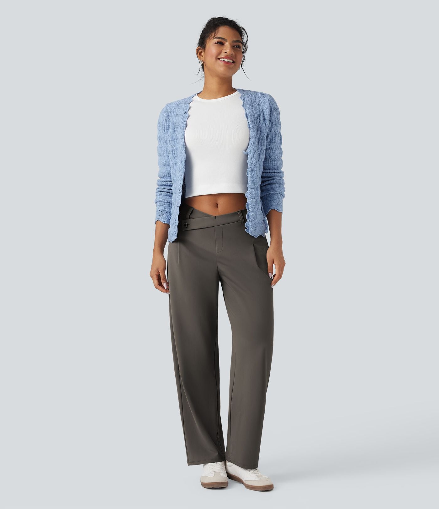 Pantalon tailleur fuselé asymétrique taille moyenne Halara Flex™ DayStretch avec poches