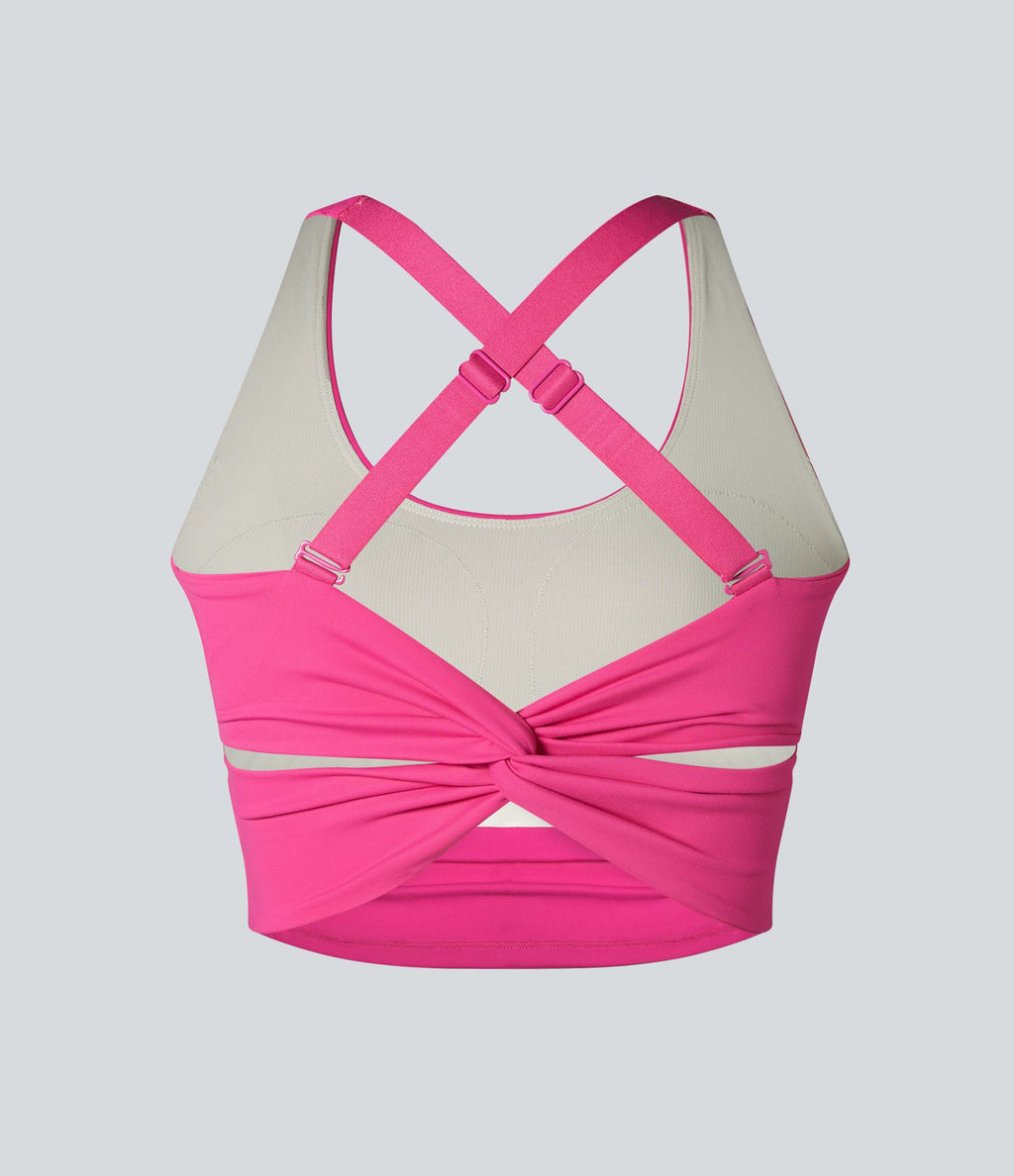 SoftlyZero™ Plush Débardeur de sport dos nu croisé et torsadé, bretelles ajustables et soutien-gorge intégré