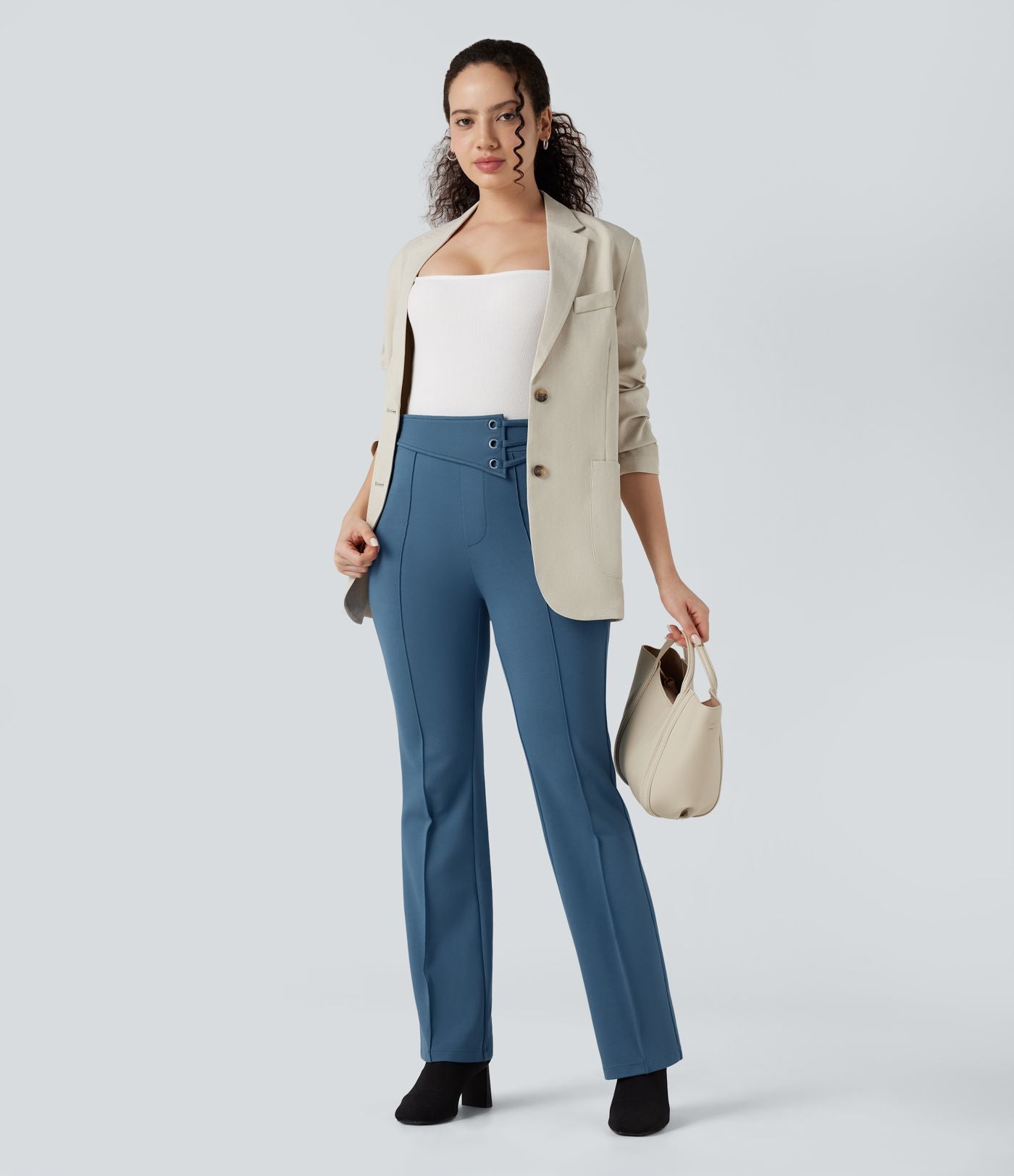 Pantalon tailleur évasé taille haute Halara Flex™ avec poches