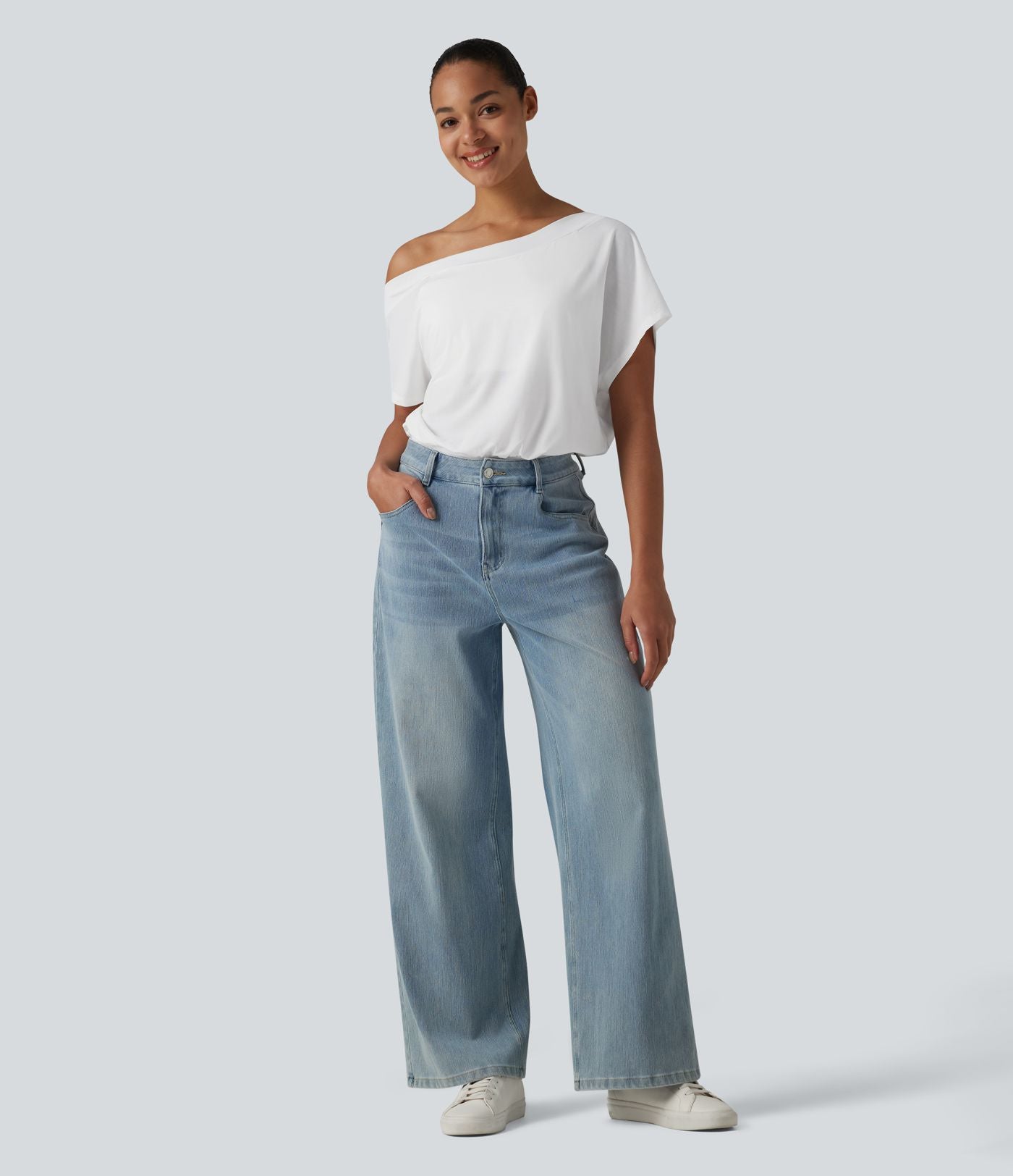 Body casual asymétrique une épaule à manches courtes, séchage rapide et soutien-gorge intégré