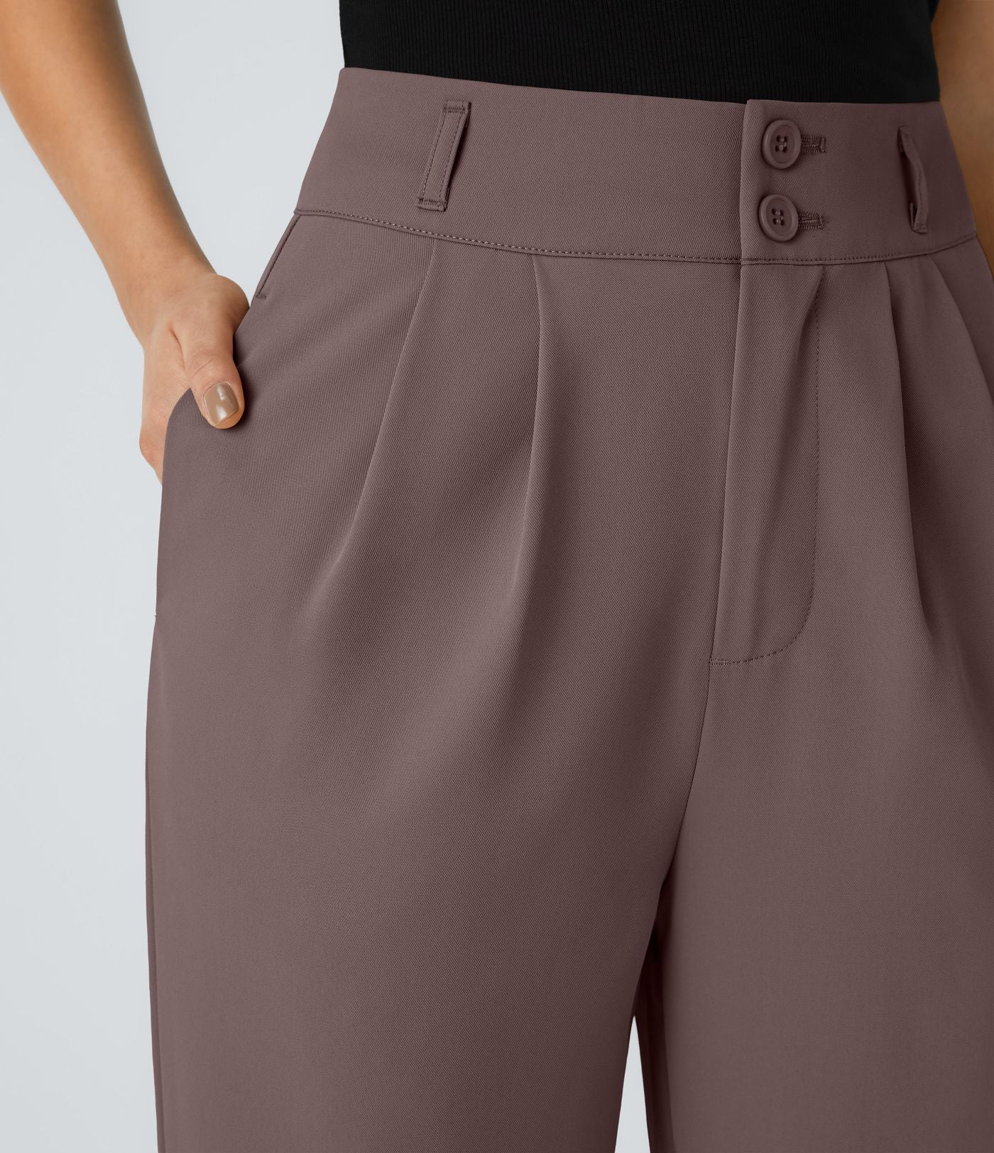 Pantalon de travail Halara Flex™ droit froncé avec poche zippée, taille haute