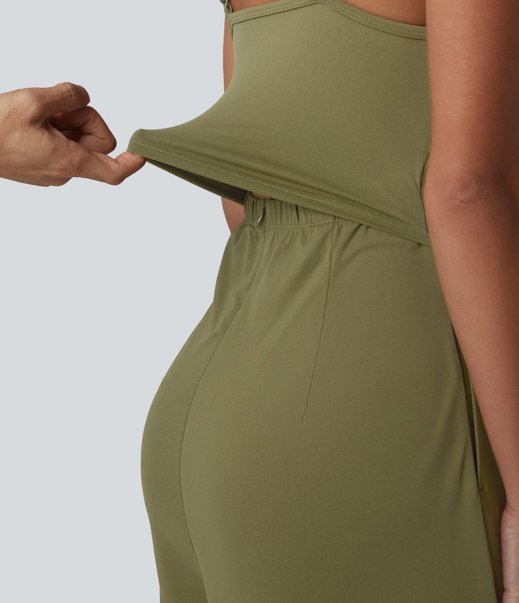 Combinaison décontractée à col en V avec soutien-gorge intégré et poches - Easy Peasy