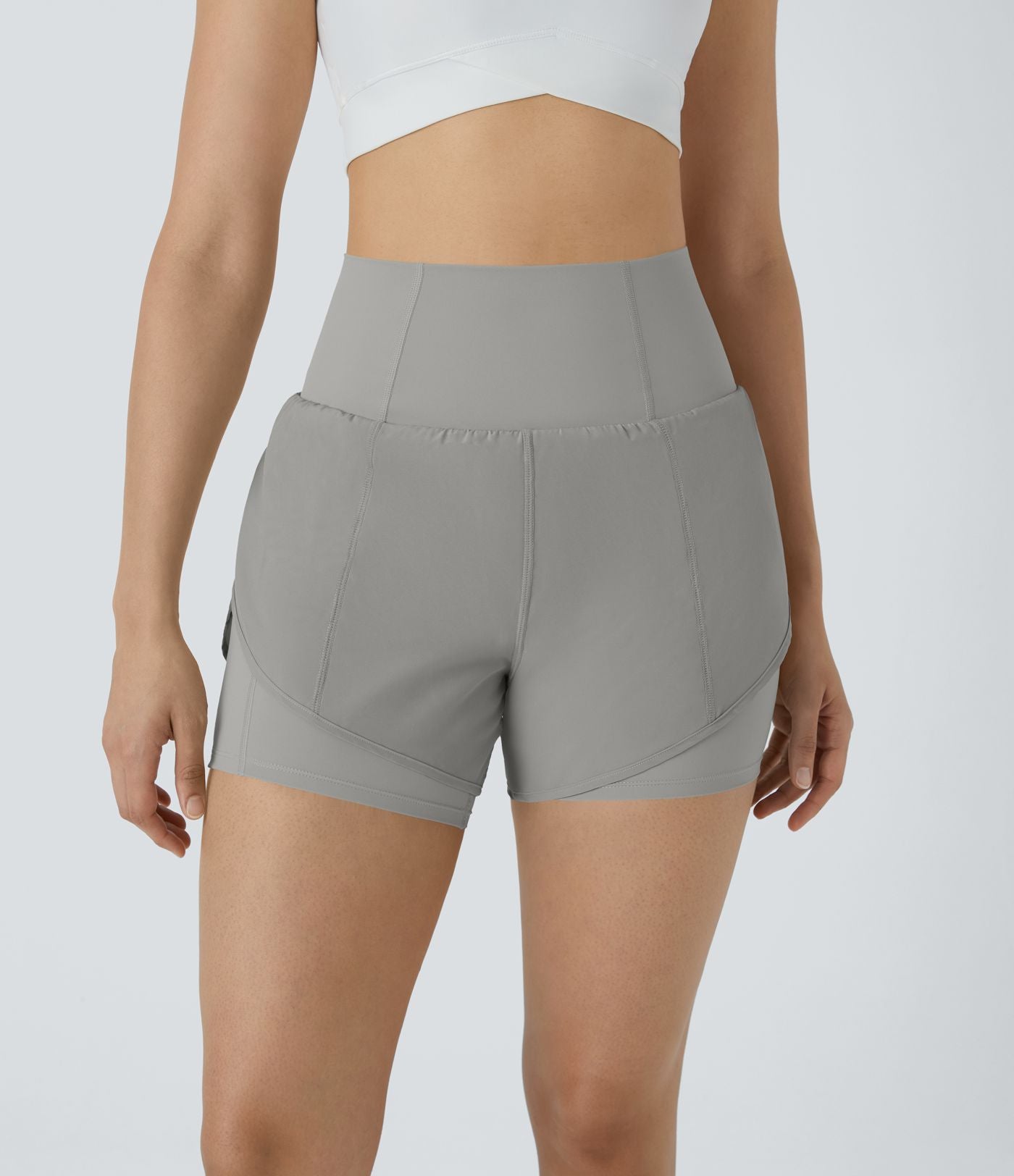 Breezeful™ Short 8,8cm Yoga Séchage Rapide 2 en 1 Taille Super Haute Ourlet Courbé Poches Latérales