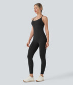 Combinaison de yoga moulante SoftlyZero™ sans manches dos nu à bretelles croisées