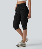 Jogging de danse fuselé 7/8 froncé séchage rapide effet frais InstantCool taille haute avec cordon de serrage et poches, protection solaire UPF40+