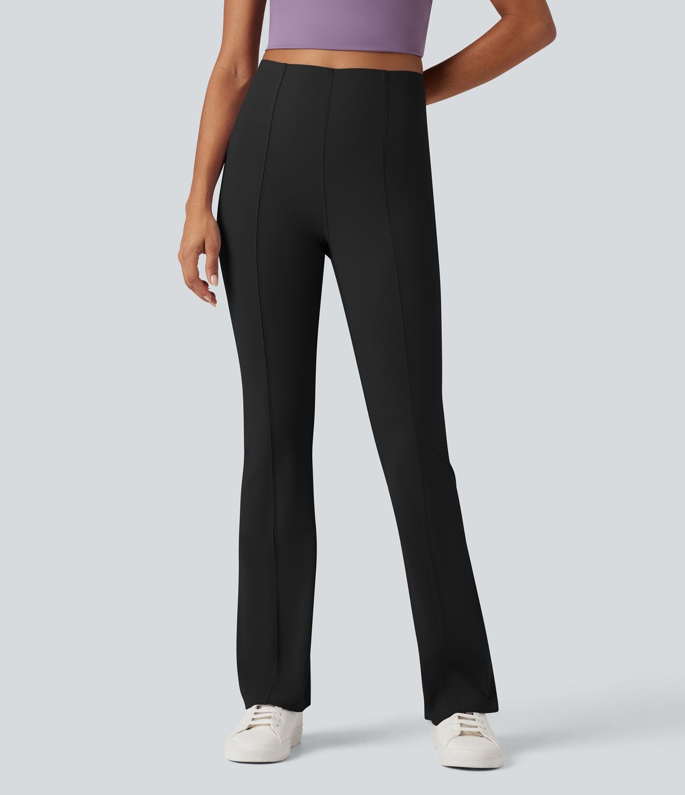 Pantalon décontracté bootcut ventre plat taille haute avec poche
