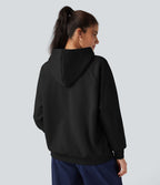 Sweat-shirt coton polaire à capuche cordon de serrage manches longues avec poches