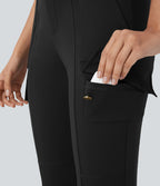 Pantalon cargo pedal pusher ajusté uni taille haute DayStretch avec poches zippées