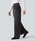 Jean droit baggy Halara Flex™ taille mi-haute avec cordon ajustable et poches