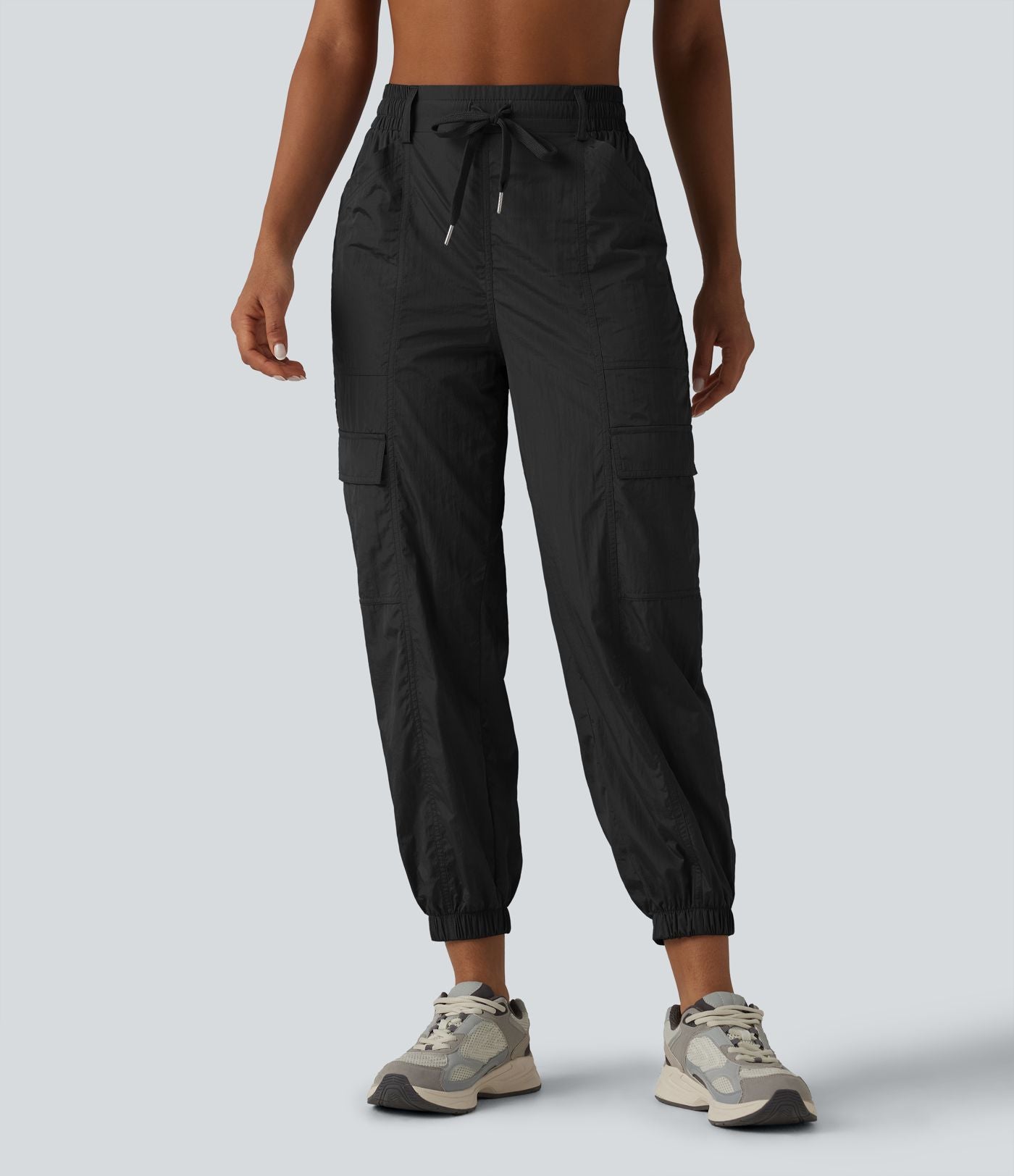 Jogging cargo fuselé taille haute à cordon de serrage avec poches