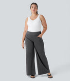 Halara Flex™ High Waisted Multiple Pockets Wide Leg Loose Stretchy Knit Casual Plus Size Jeans