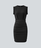 Robe mini moulante soirée col rond sans manches froncée effet frais InstantCool SoftlyZero™ Airy