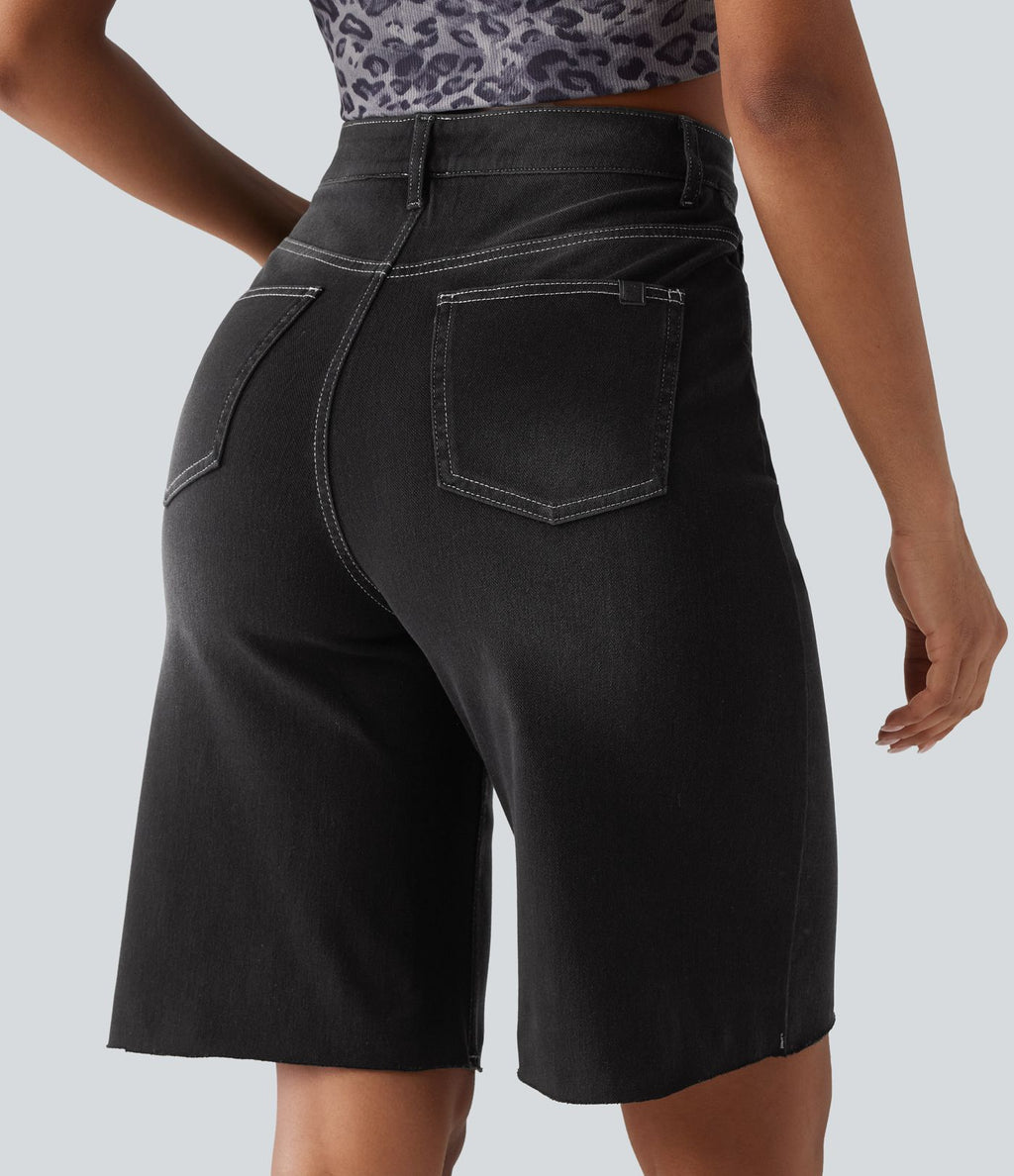 Halara Flex™ Bermuda en denim taille haute ventre plat avec poches