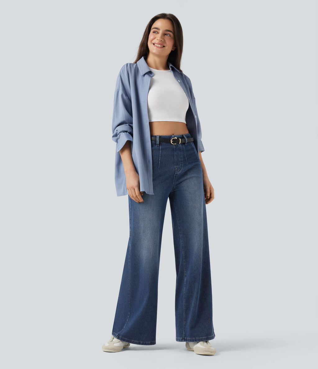 Halara Flex™ Jean large décontracté taille haute gainant avec poches