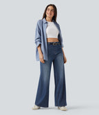 Halara Flex™ Jean large décontracté taille haute gainant avec poches